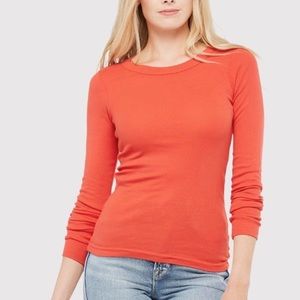 Michael Stars Supima Raw Neck Long Sleeve Tee